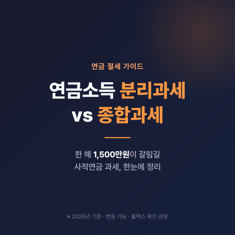 연금소득 분리과세 vs 종합과세, 1,500만원 문턱 (2026년 기준)